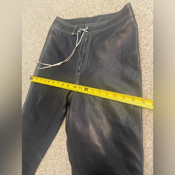 Ralph Lauren Purple Label Vintage Leather Flare Pants Lace Up Tie Front Runway 6 - Picture 7 of 14